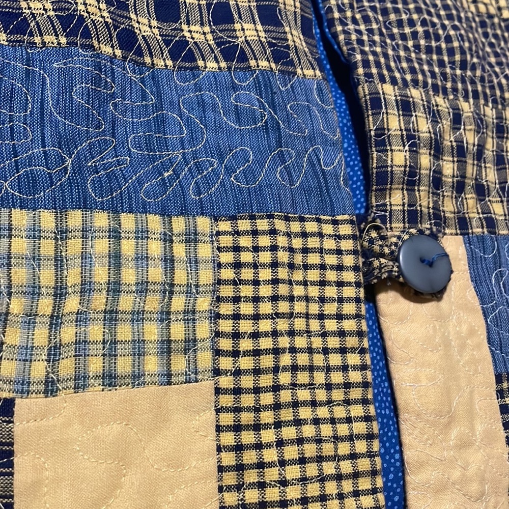 Vtg Homemade Patchwork Quilted Button Jacket Large - image 4